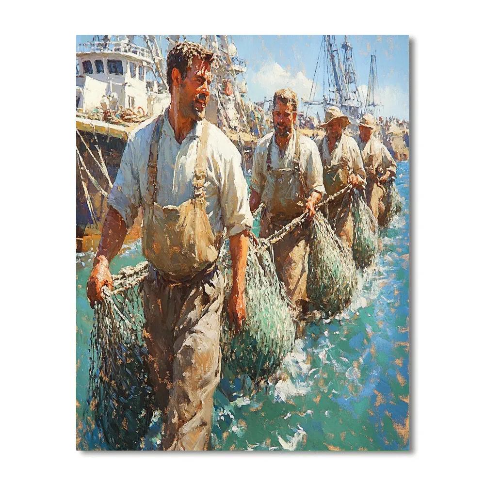 Gustave Courbet Inspired Fishermens Return Numbered painting kits