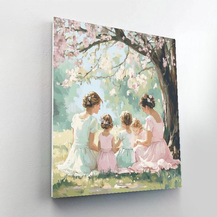 Mary Cassatt Inspired Mothers And Children In Park paint by color