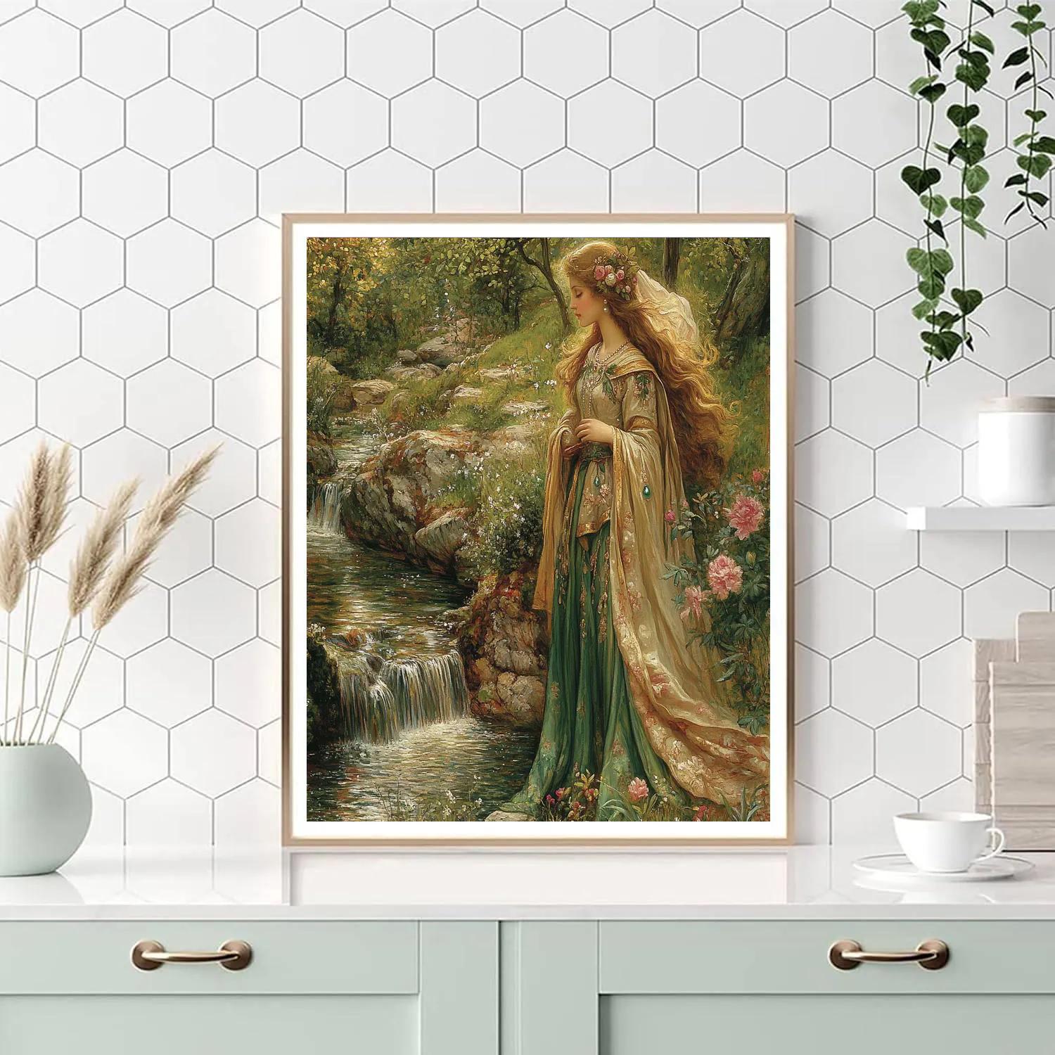 John William Waterhouse Inspired Naiad By The Brook Number painting