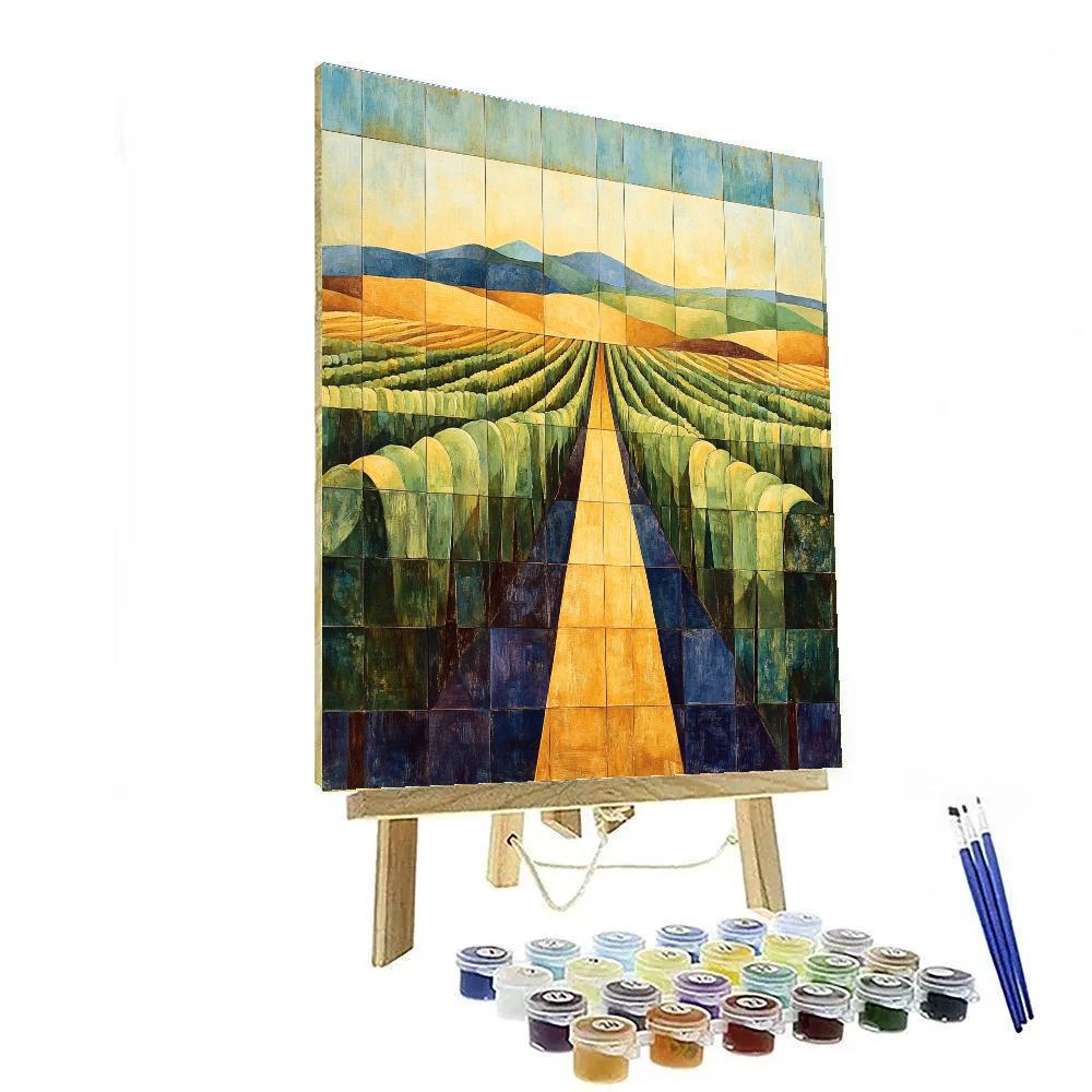 Paul Cezanne Inspired Vineyard Hills paint by numbers