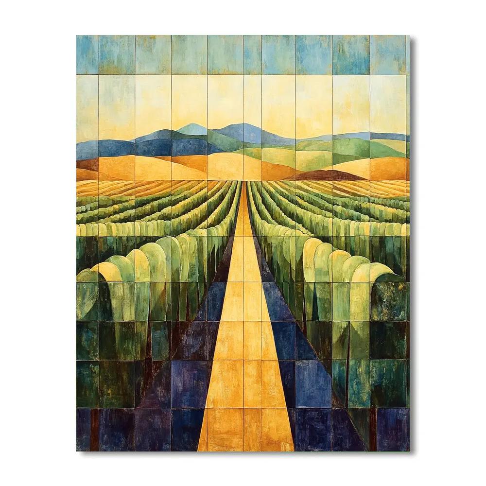 Paul Cezanne Inspired Vineyard Hills paint by numbers