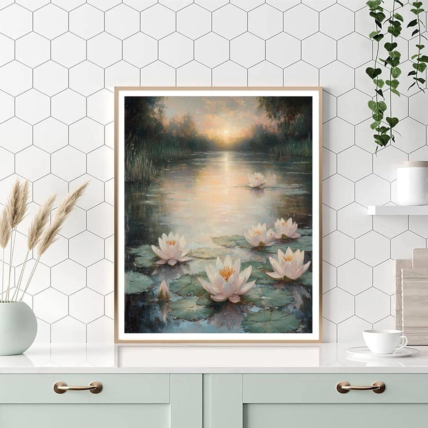 Monet Inspired Morning Garden Pond Paint by numbers art