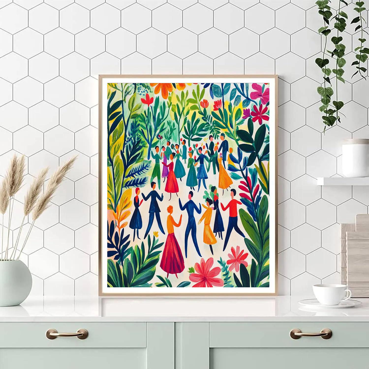 Henri Matisse Inspired Colorful Garden Party paint by color