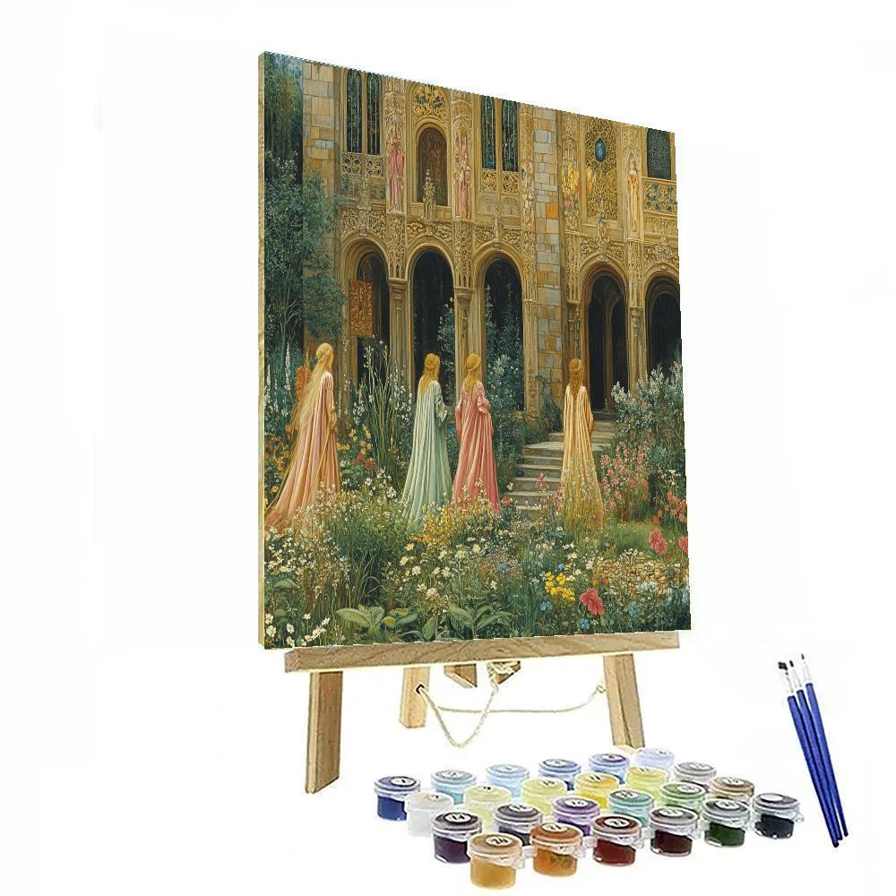 Edward Burne Jones Inspired Mythological Garden paint by color