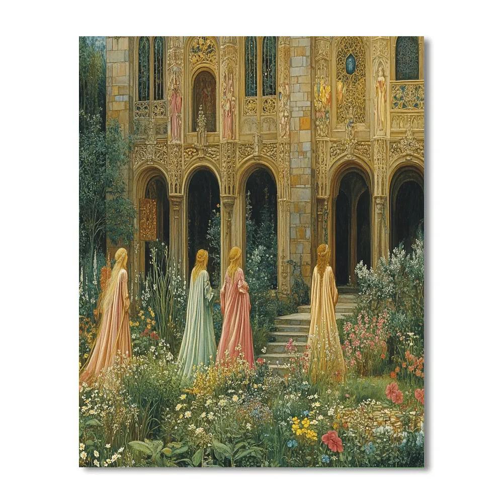Edward Burne Jones Inspired Mythological Garden paint by color