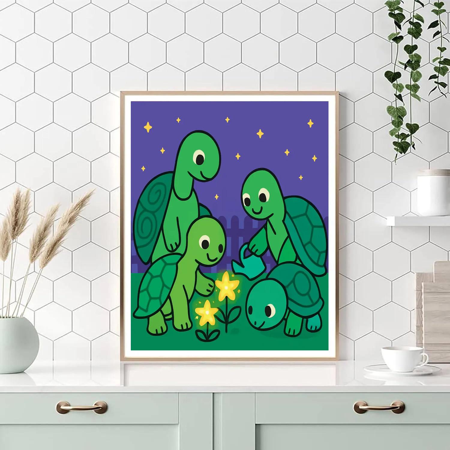 Galactic Garden Turtles Paint by numbers art