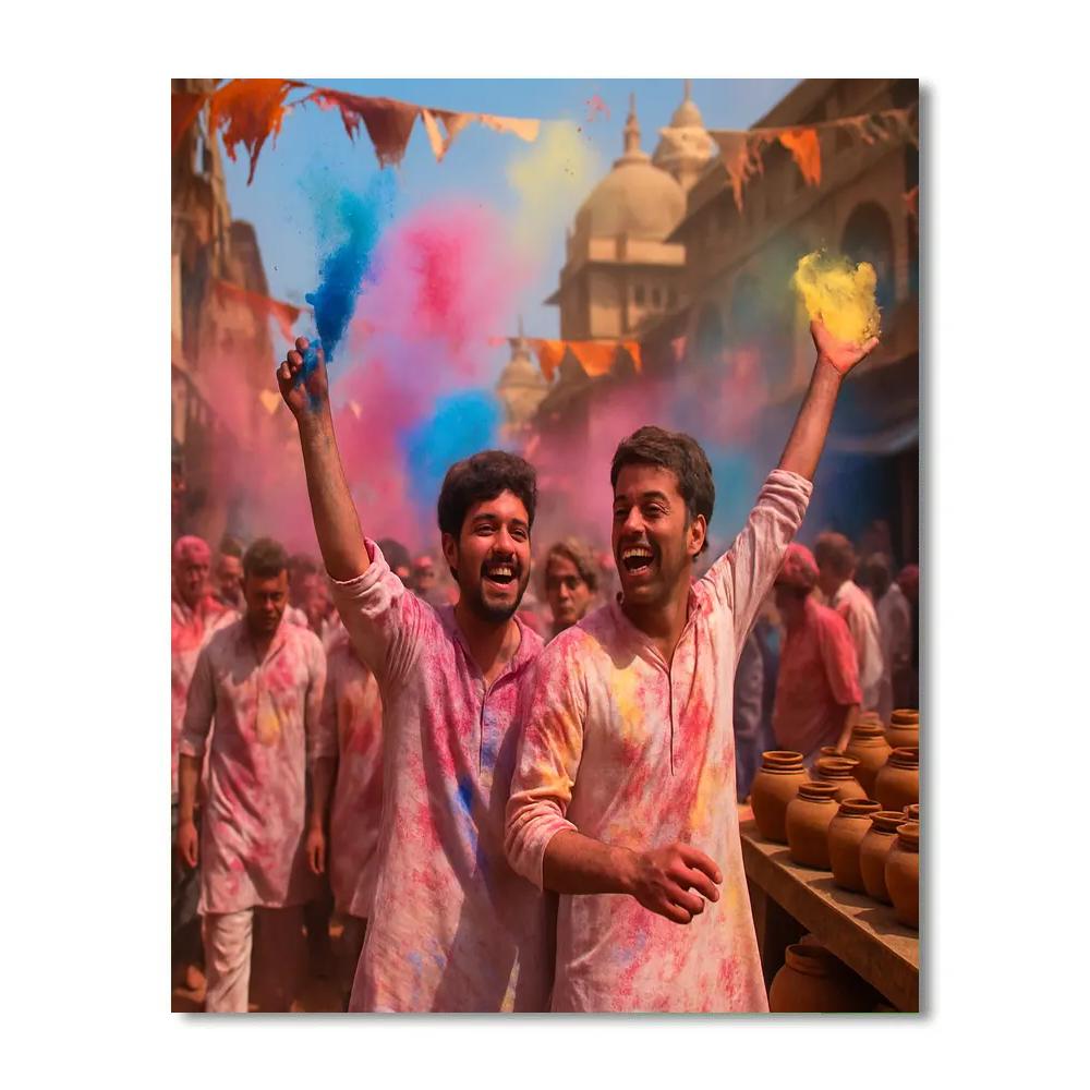 Holi Powder Streets Mathura paint by number