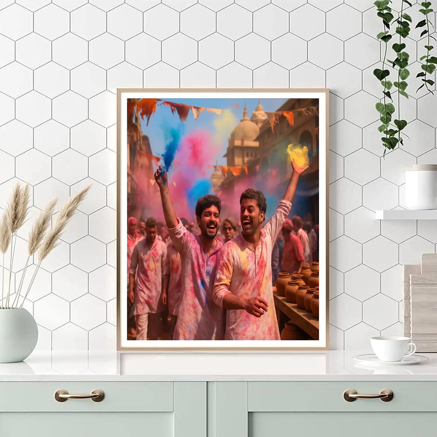 Holi Powder Streets Mathura paint by number