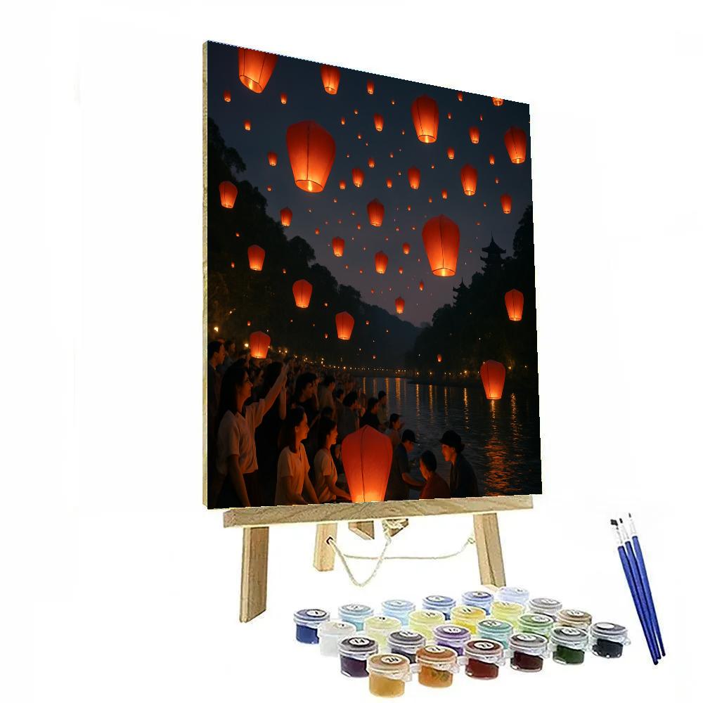 Lantern Festival On Taiwan Riverside painting number kit