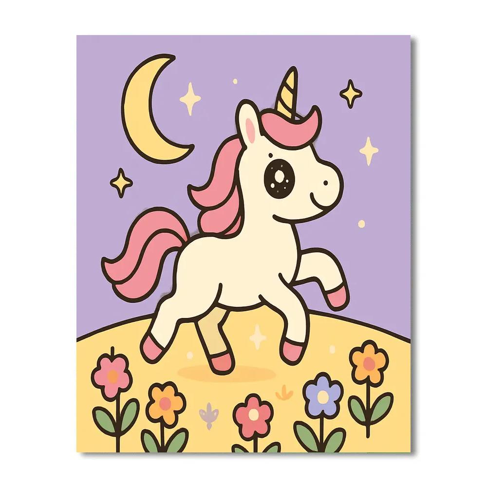 Moonlight Meadow Unicorn Paint by numbers art