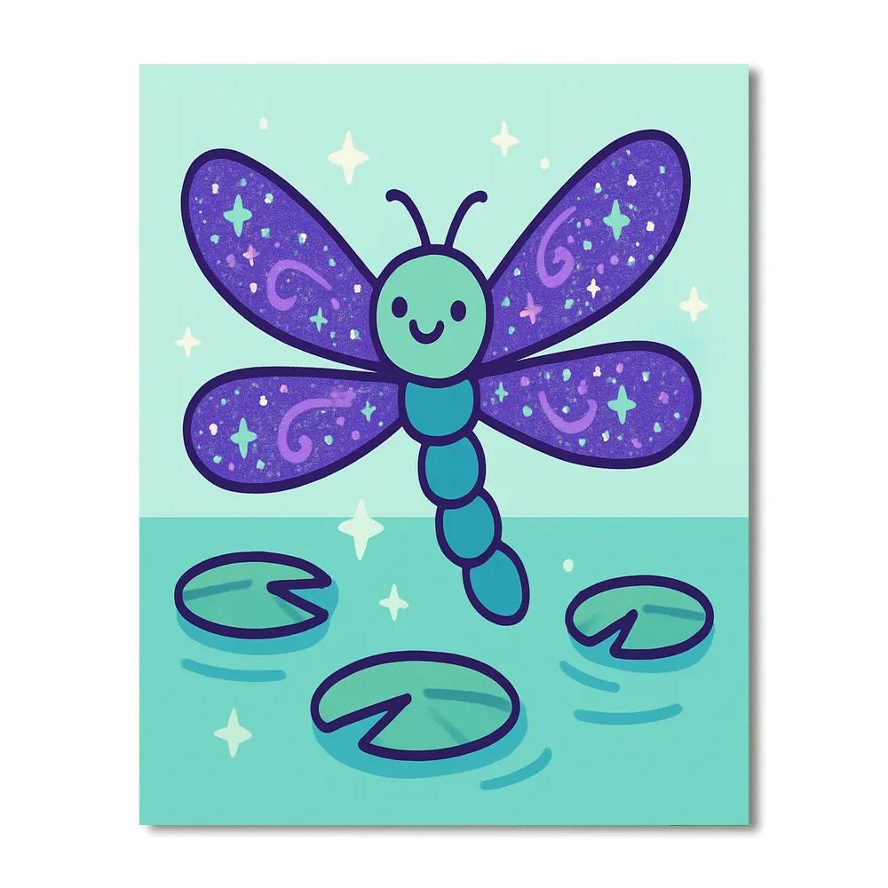 Galaxy Garden Dragonfly Number painting