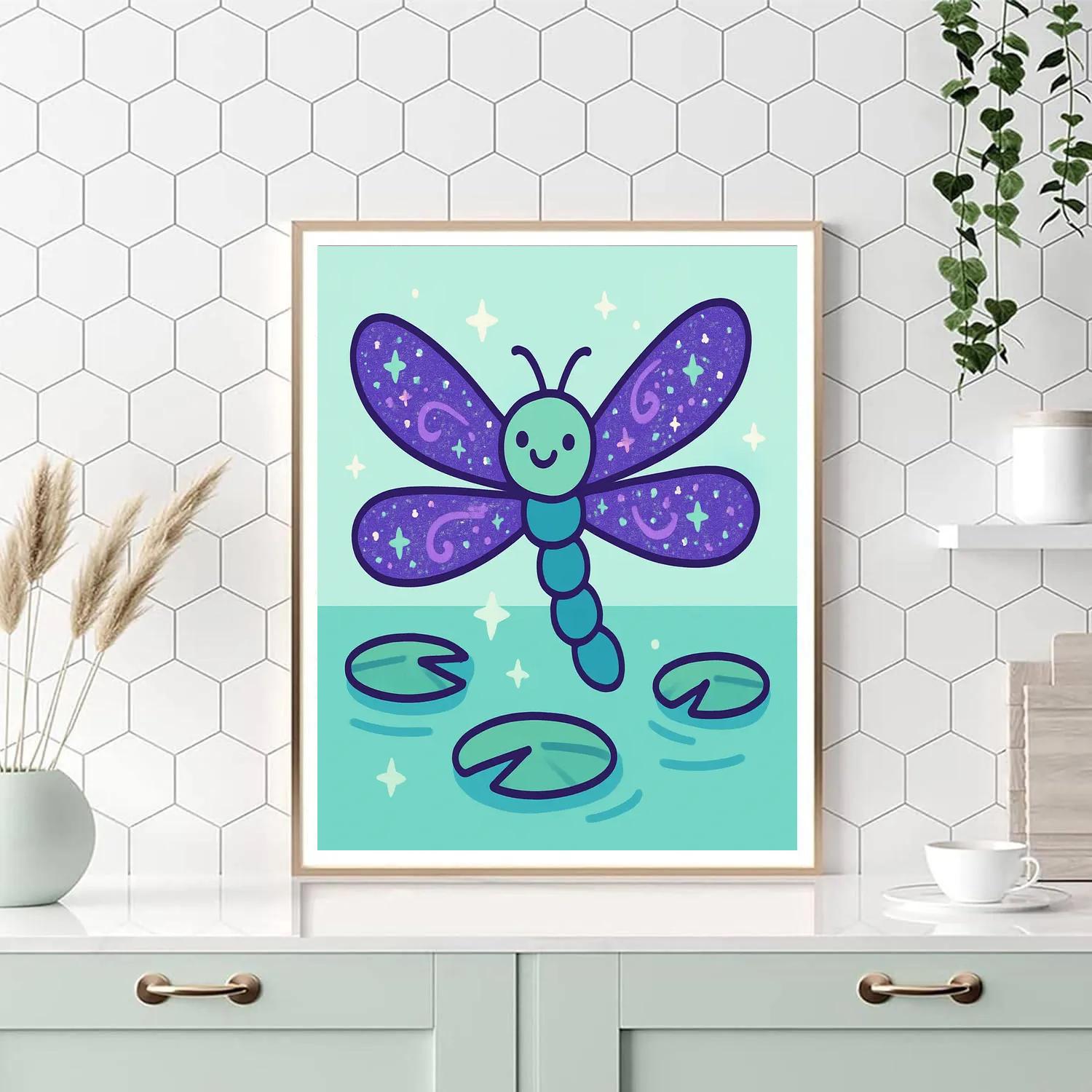 Galaxy Garden Dragonfly Number painting