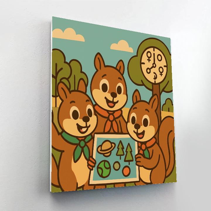 Time Travel Squirrel Scouts paint by color