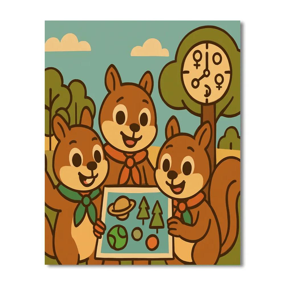 Time Travel Squirrel Scouts paint by color