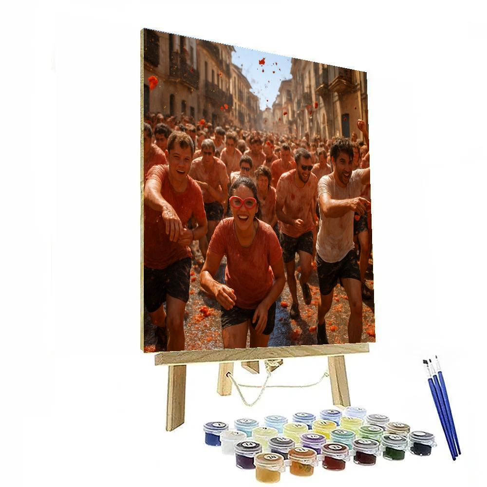 La Tomatina Festival Tomato Fight painting number kit