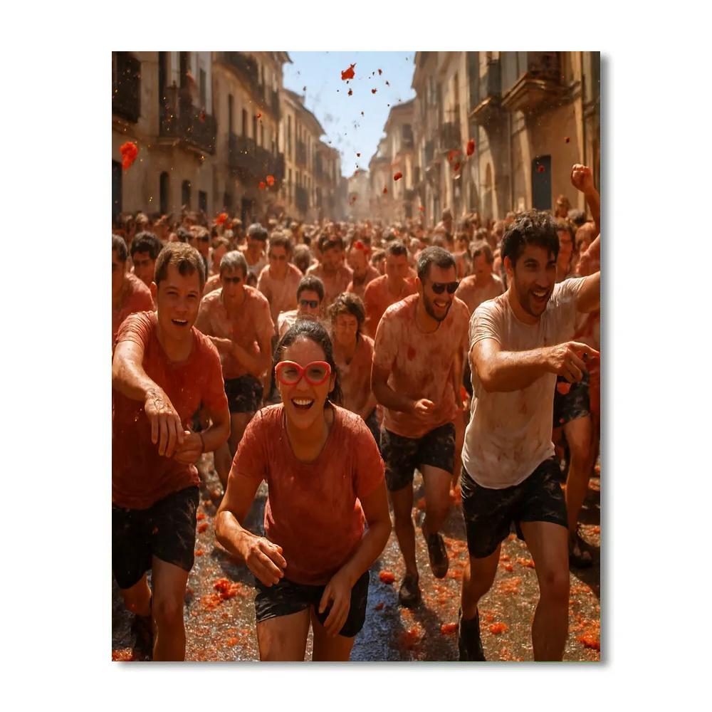 La Tomatina Festival Tomato Fight painting number kit