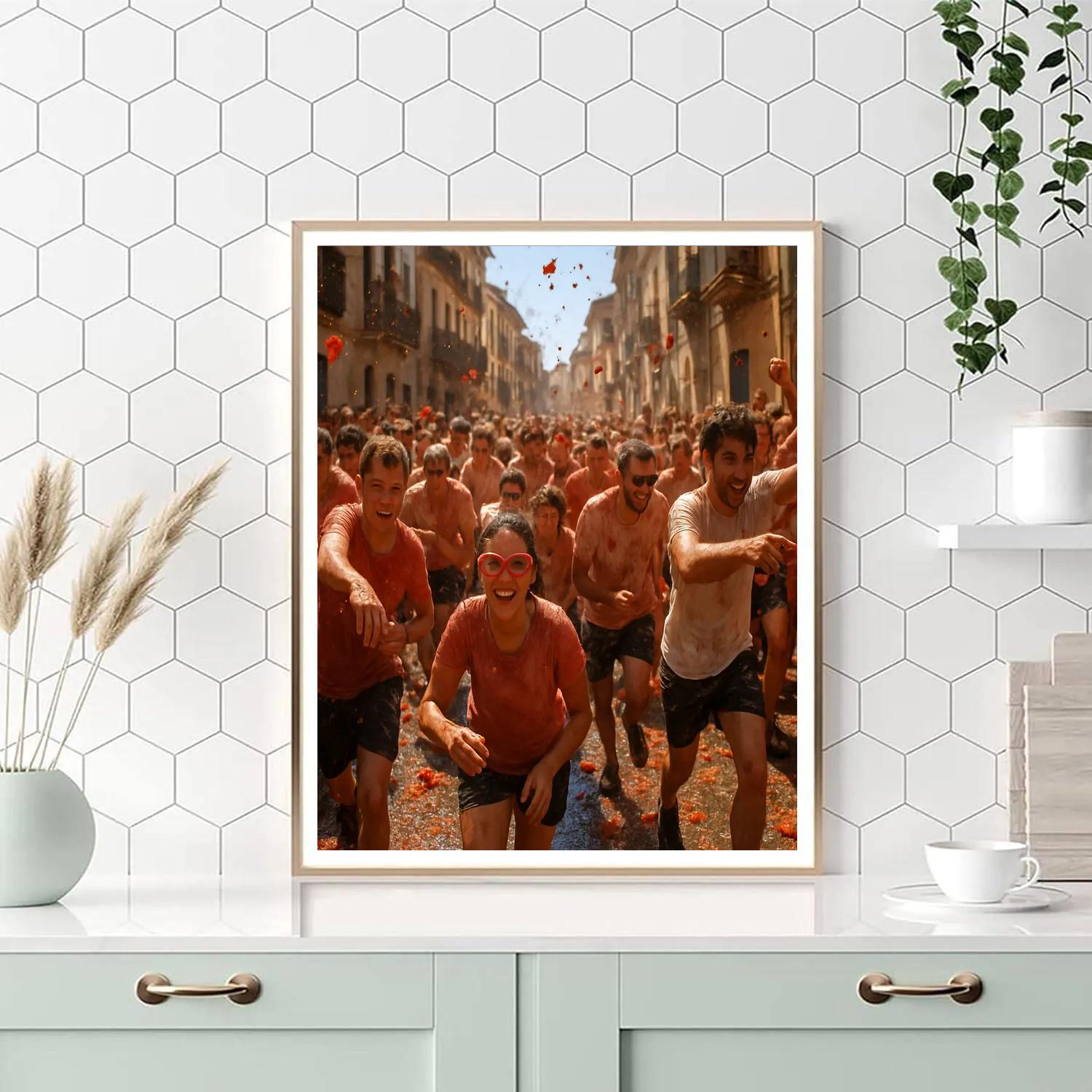 La Tomatina Festival Tomato Fight painting number kit