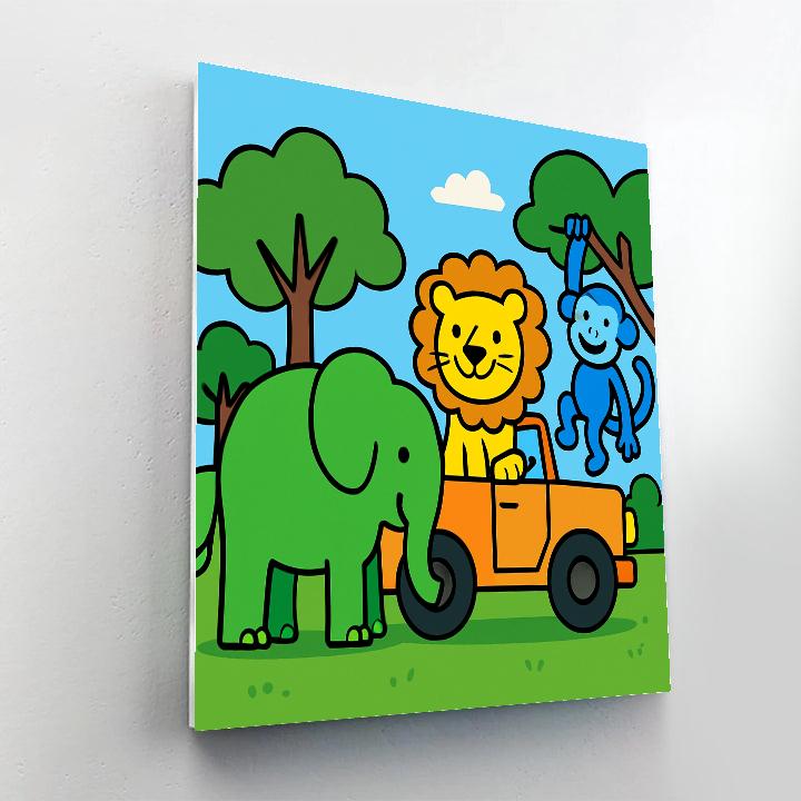 Happy Jungle Safari Adventure paint by numbers