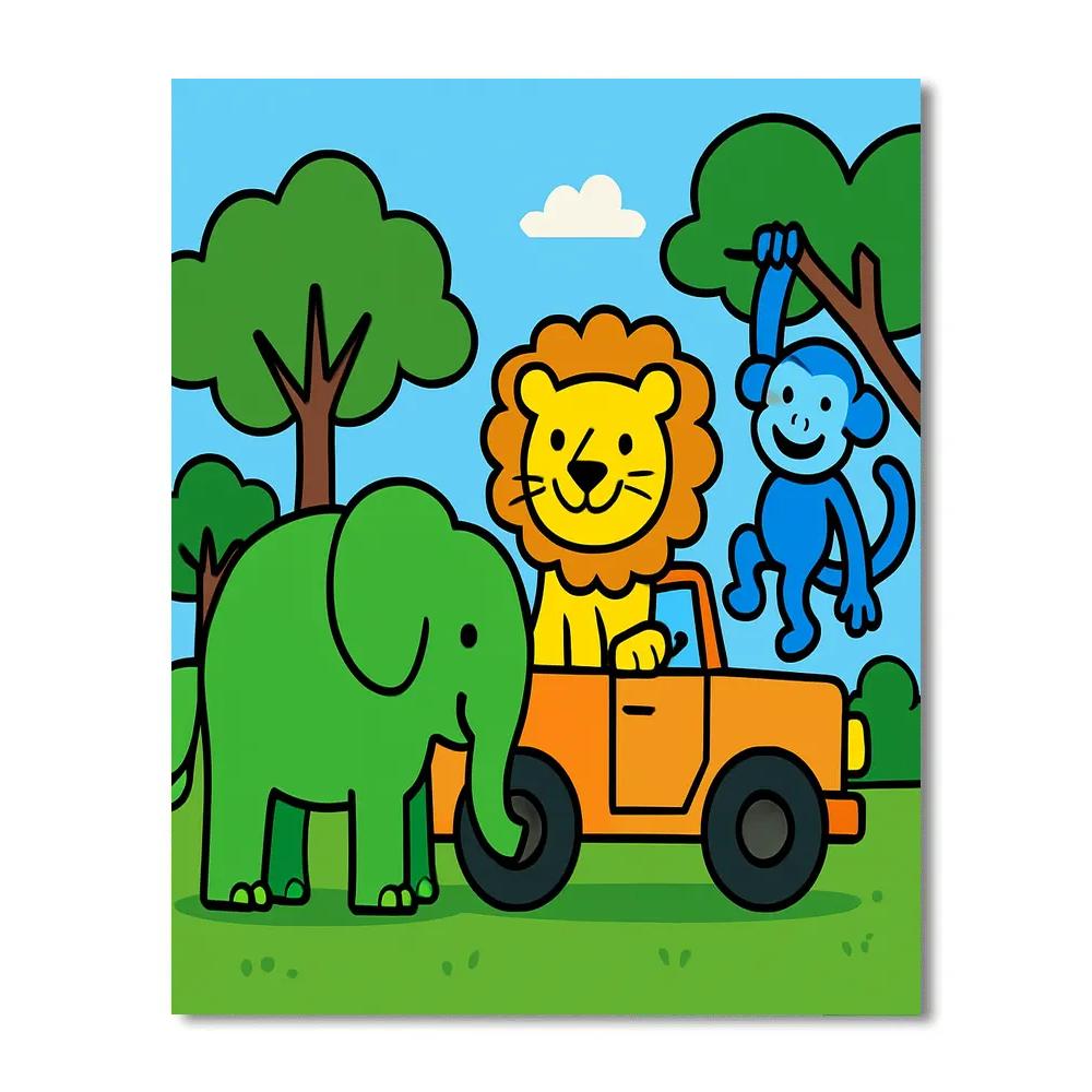 Happy Jungle Safari Adventure paint by numbers
