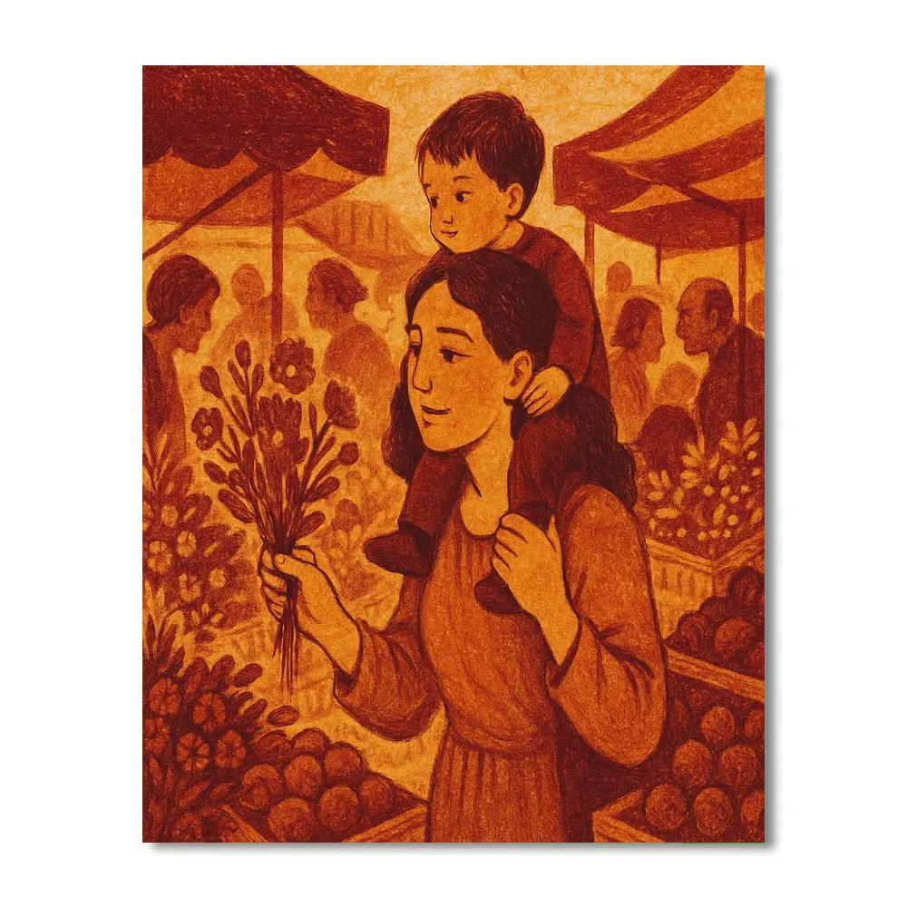 Morning Market Walk paint by color