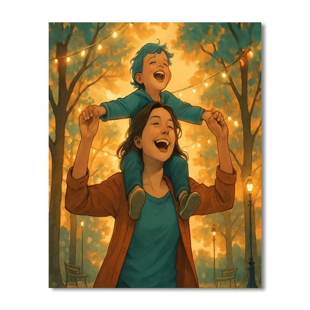Child On Mother Shoulders paint by numbers