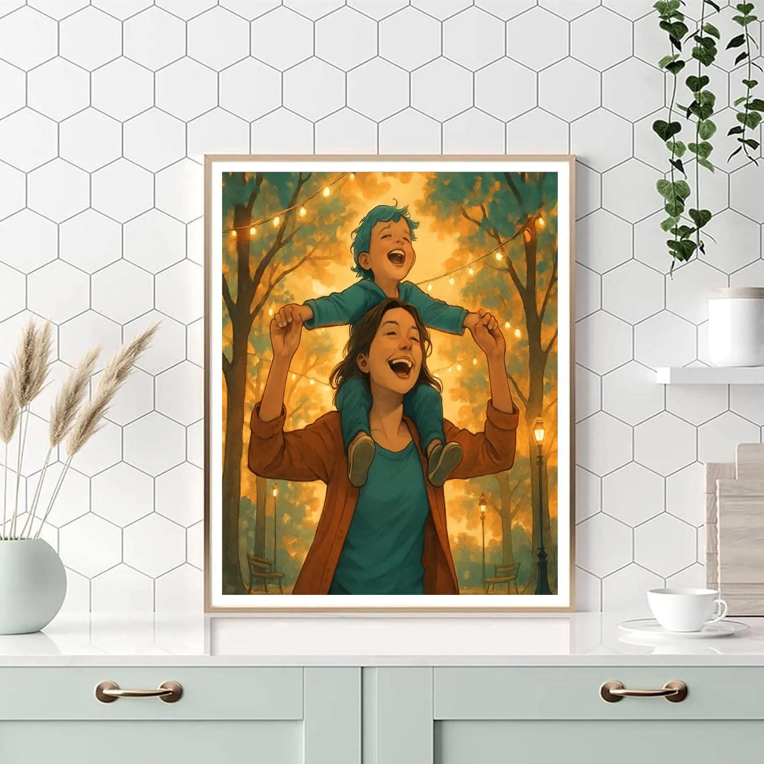 Child On Mother Shoulders paint by numbers