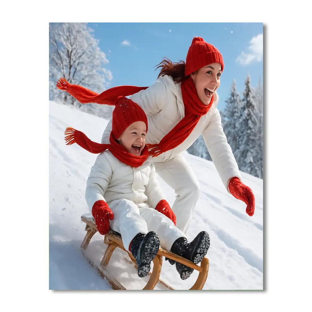 Snow Day Sledding paint by color