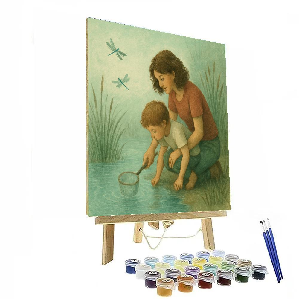 Pond Side Dragonfly Hunt DIY paint by numbers