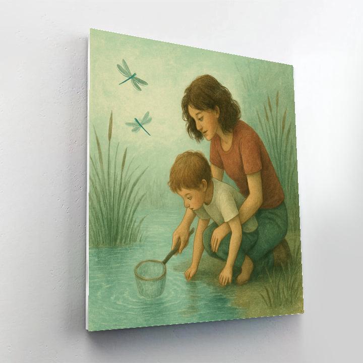 Pond Side Dragonfly Hunt DIY paint by numbers