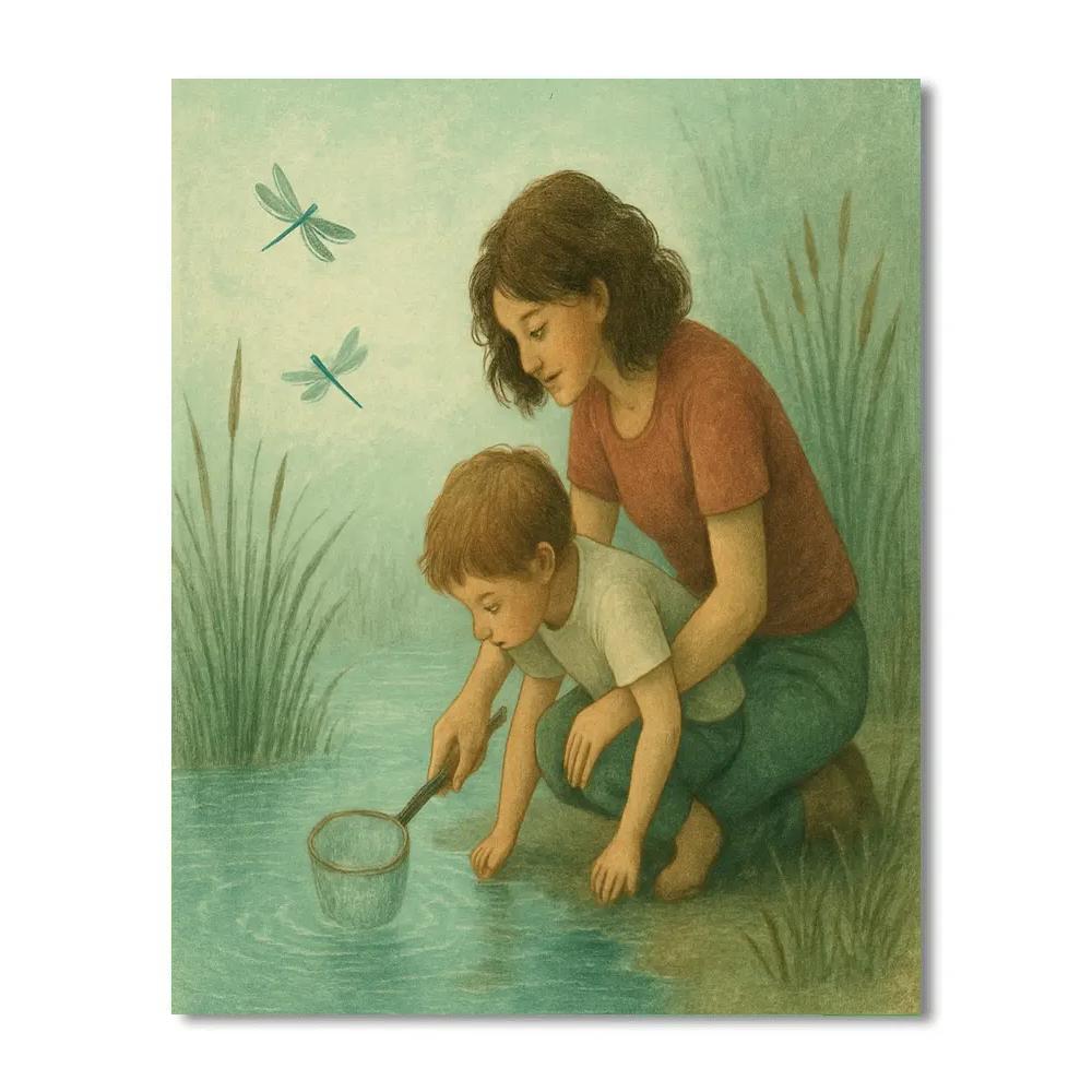 Pond Side Dragonfly Hunt DIY paint by numbers