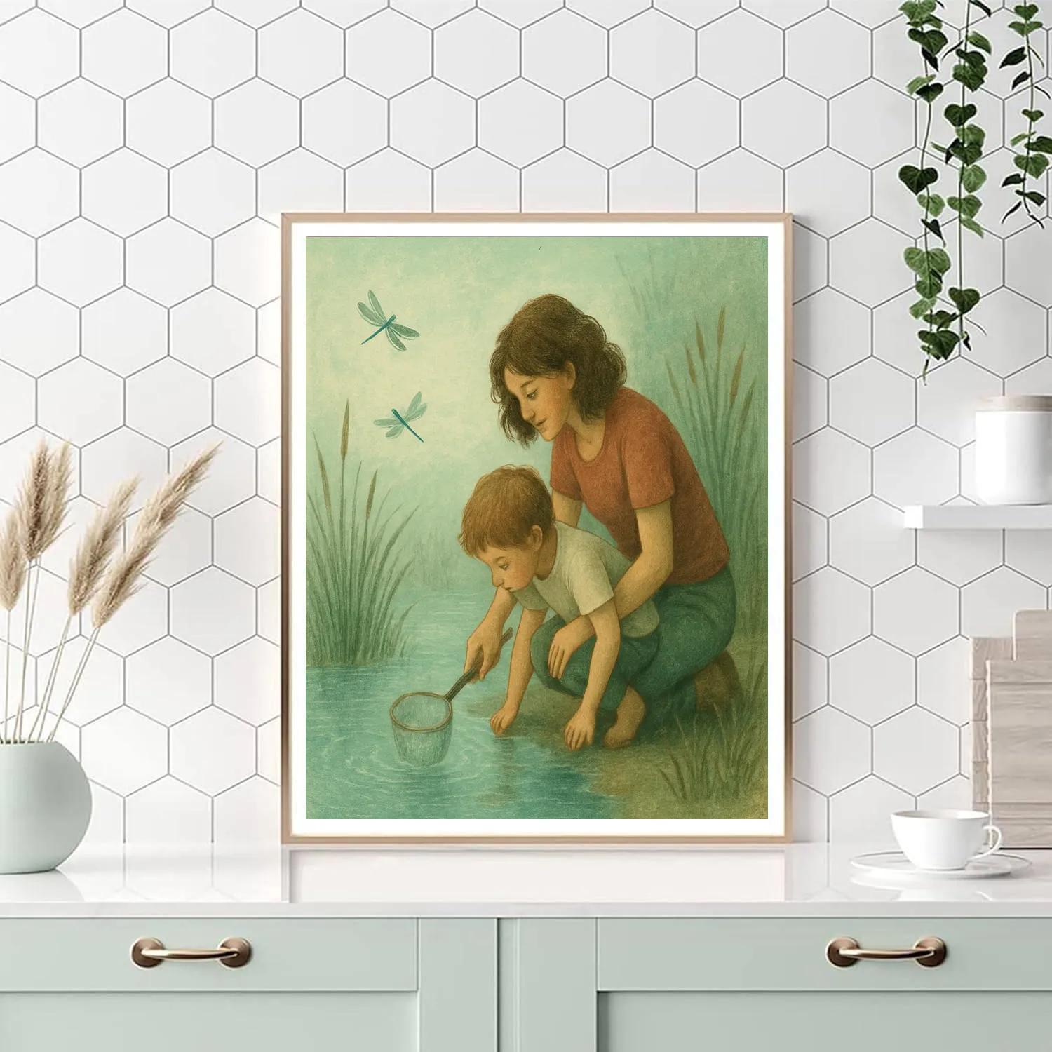 Pond Side Dragonfly Hunt DIY paint by numbers