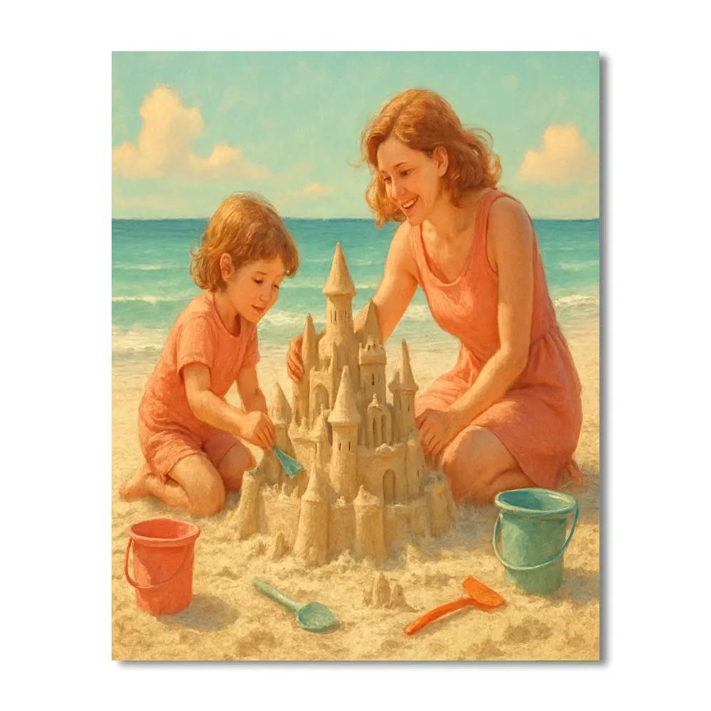 Seaside Sandcastle Teamwork paint by numbers