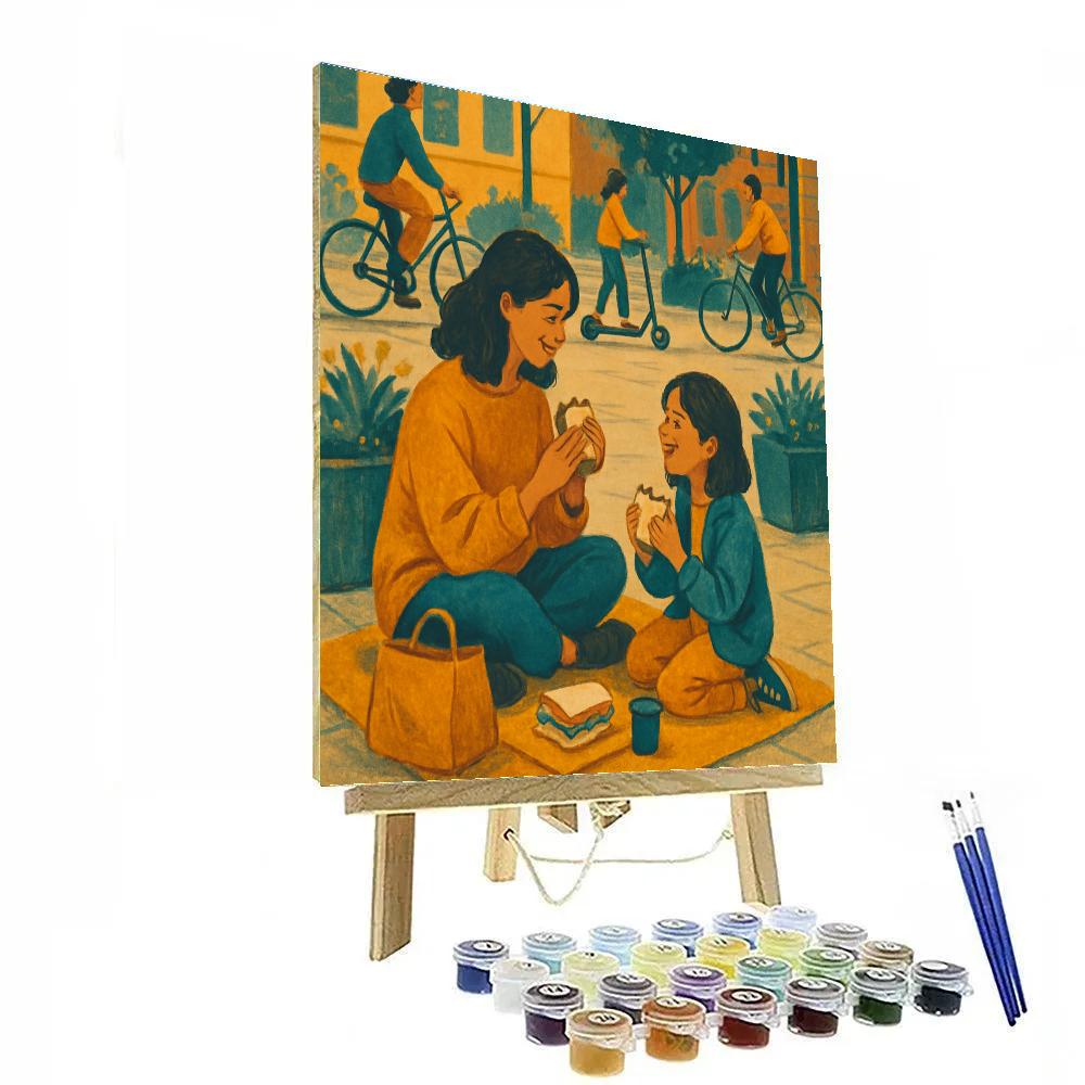 Urban Sidewalk Picnic painting number kit