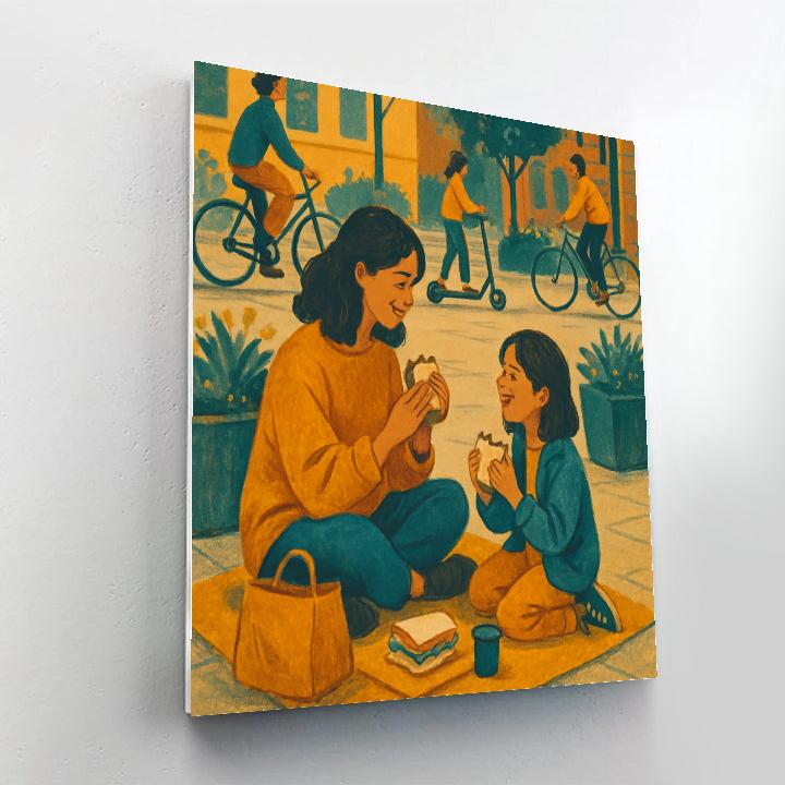 Urban Sidewalk Picnic painting number kit