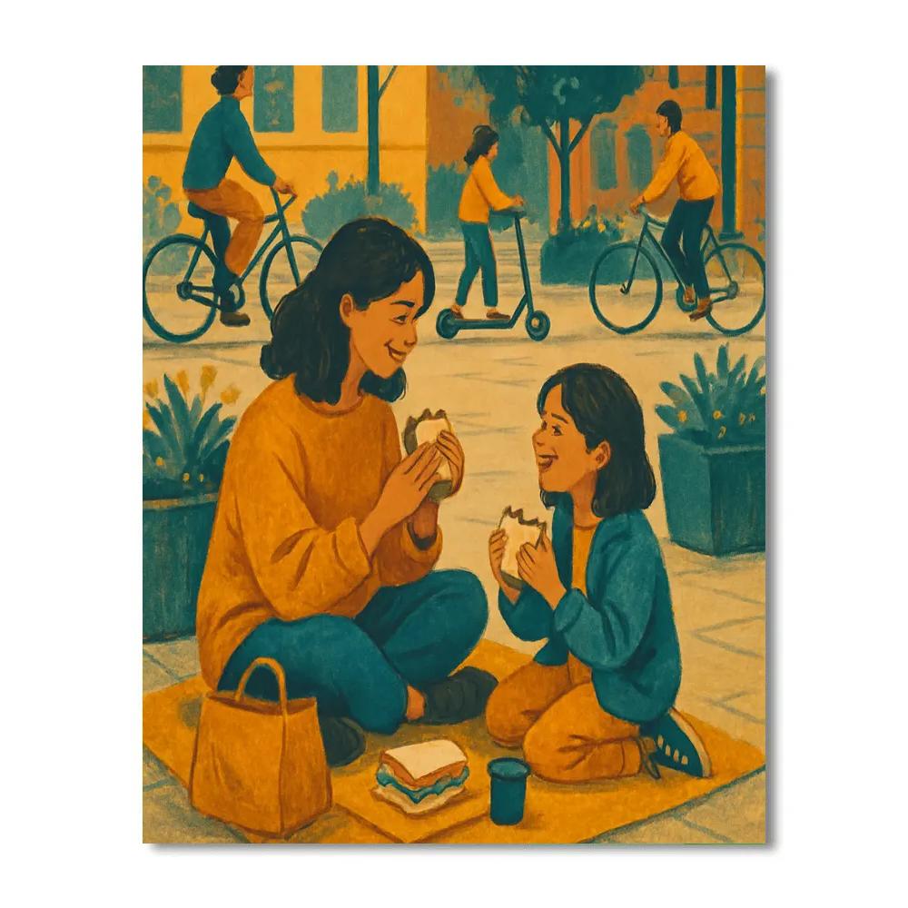 Urban Sidewalk Picnic painting number kit