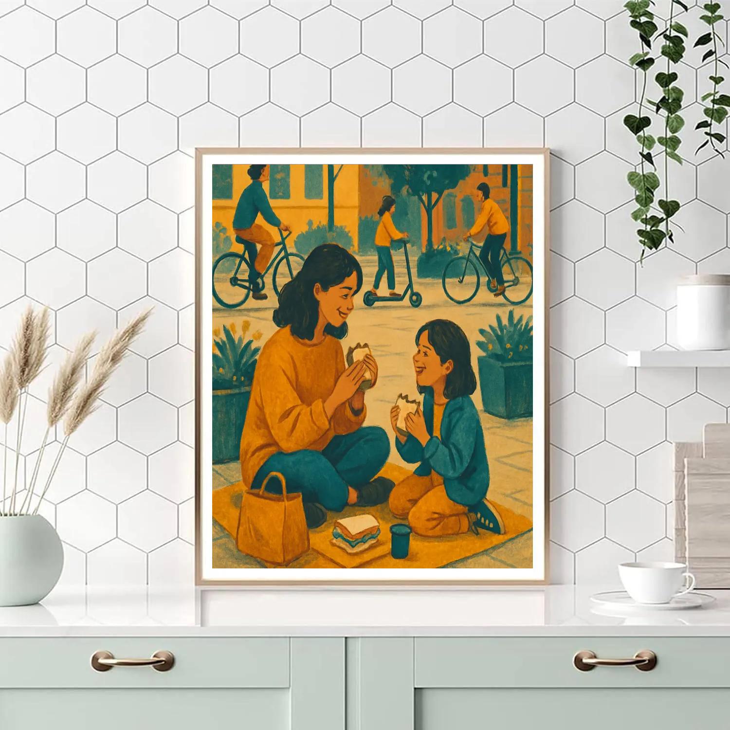 Urban Sidewalk Picnic painting number kit