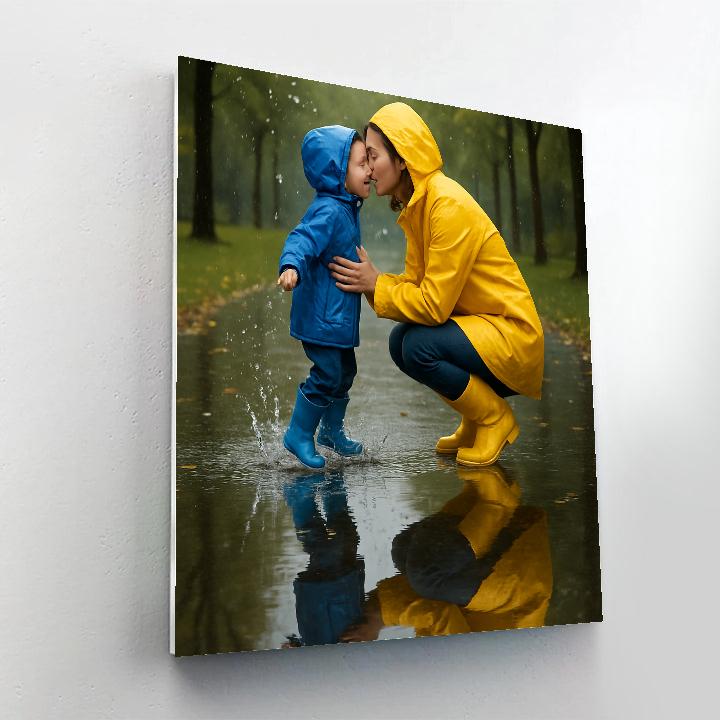 Puddle Reflection Kiss painting number kit