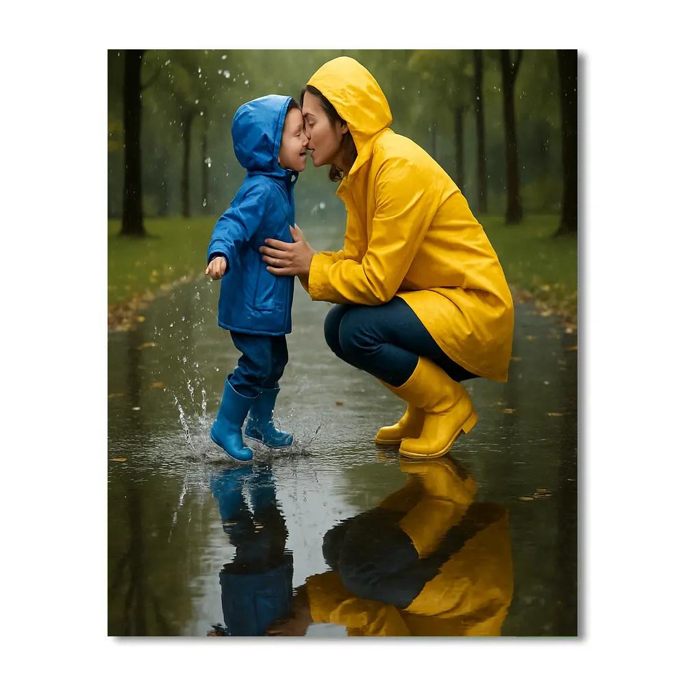 Puddle Reflection Kiss painting number kit