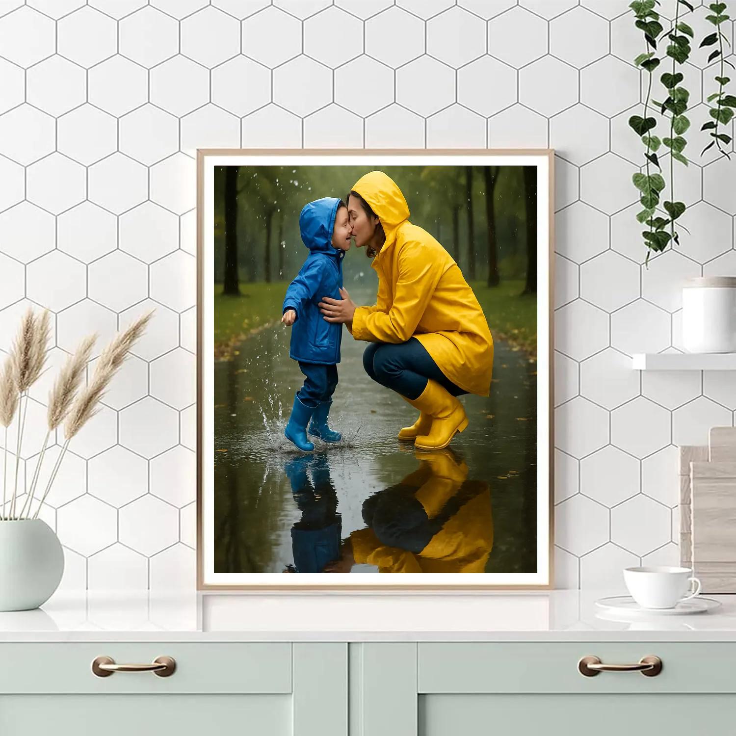 Puddle Reflection Kiss painting number kit