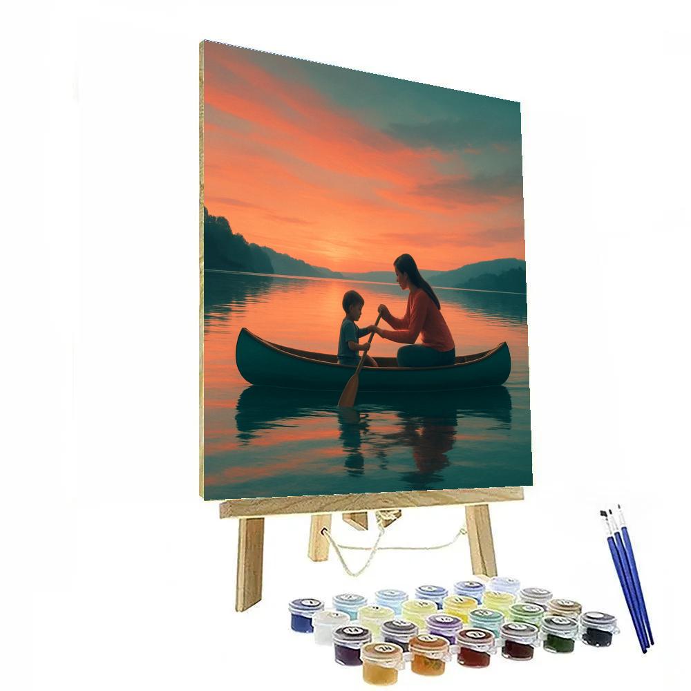 Sunset Paddle Together Number painting