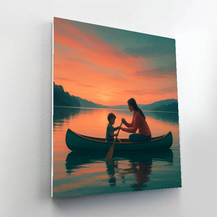 Sunset Paddle Together Number painting