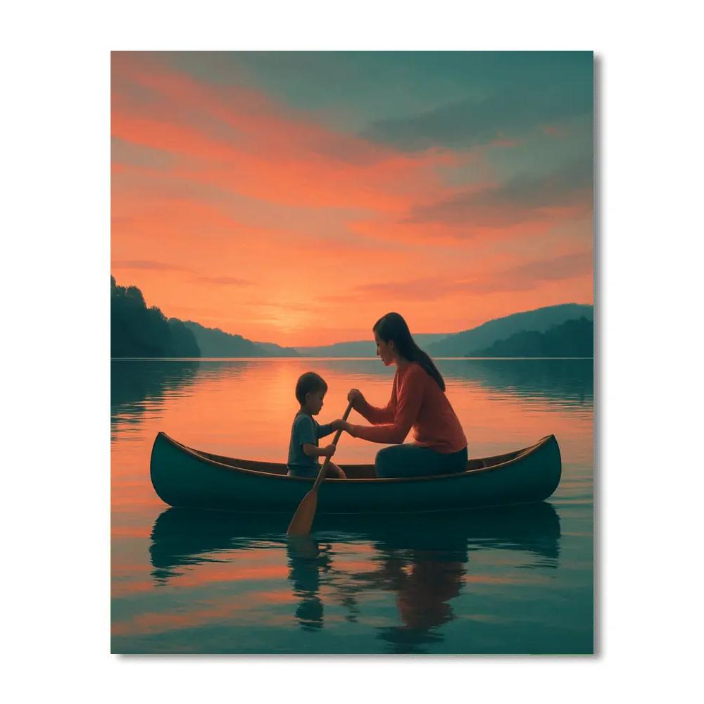 Sunset Paddle Together Number painting