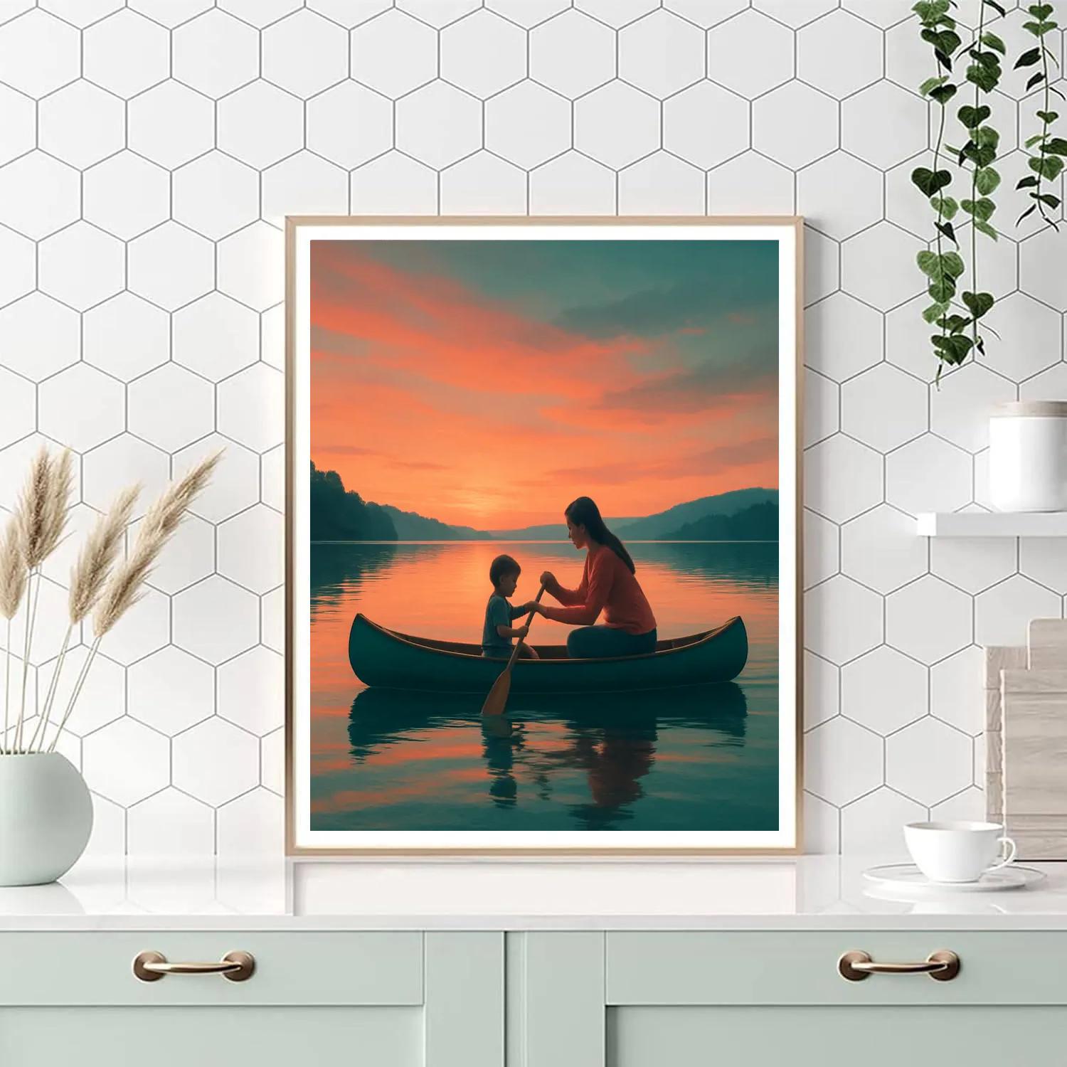 Sunset Paddle Together Number painting