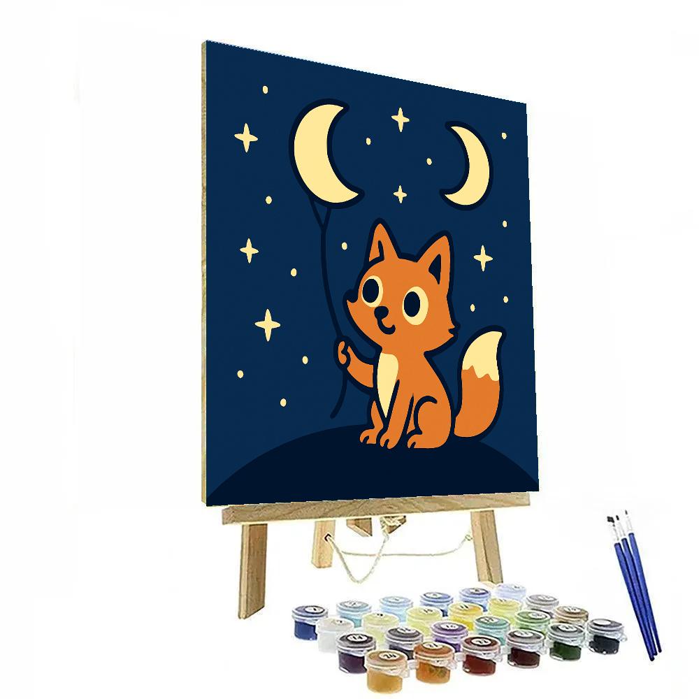 Stargazing Fox And The Moon Kite Paint by numbers kits