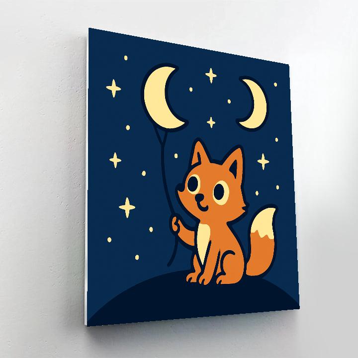 Stargazing Fox And The Moon Kite Paint by numbers kits