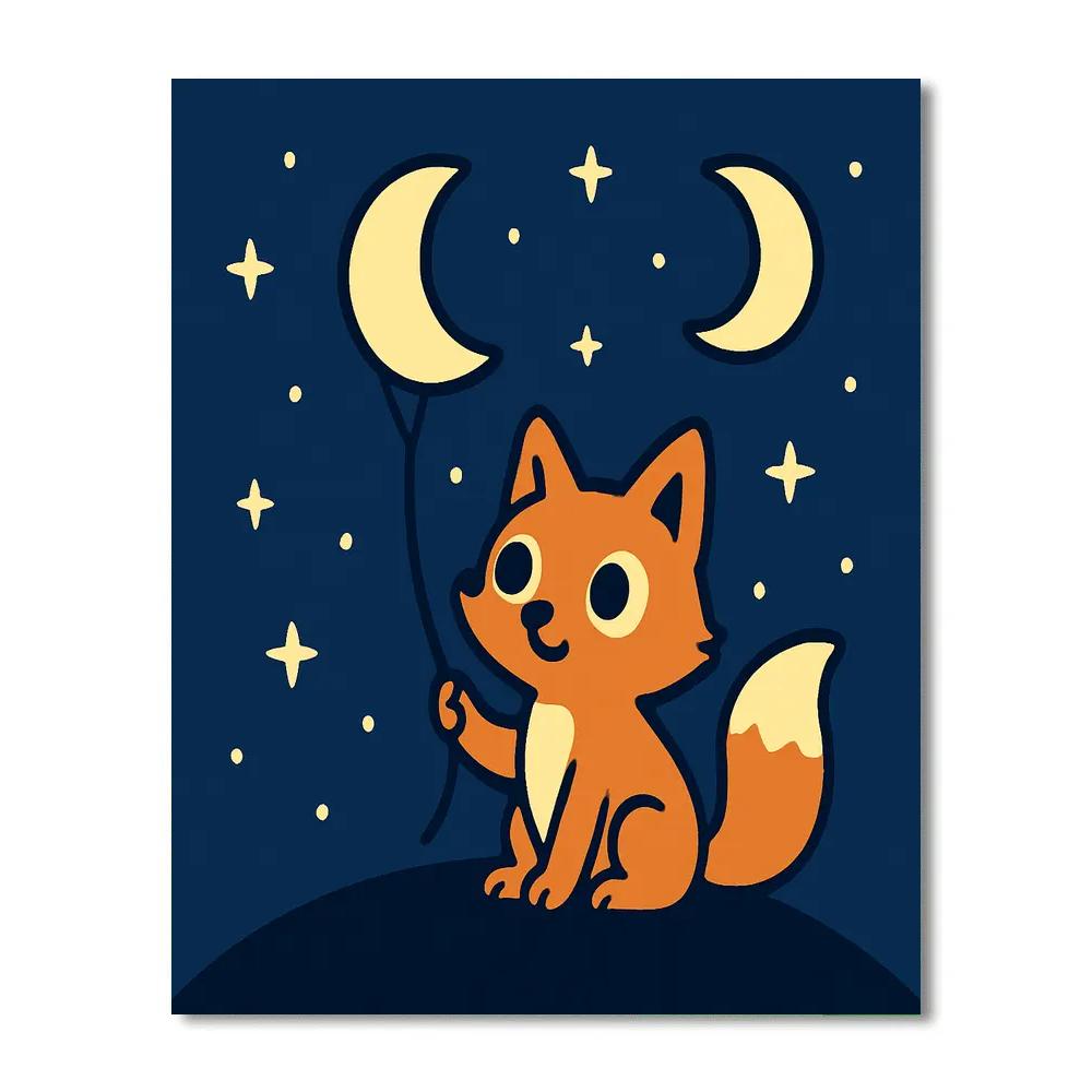 Stargazing Fox And The Moon Kite Paint by numbers kits