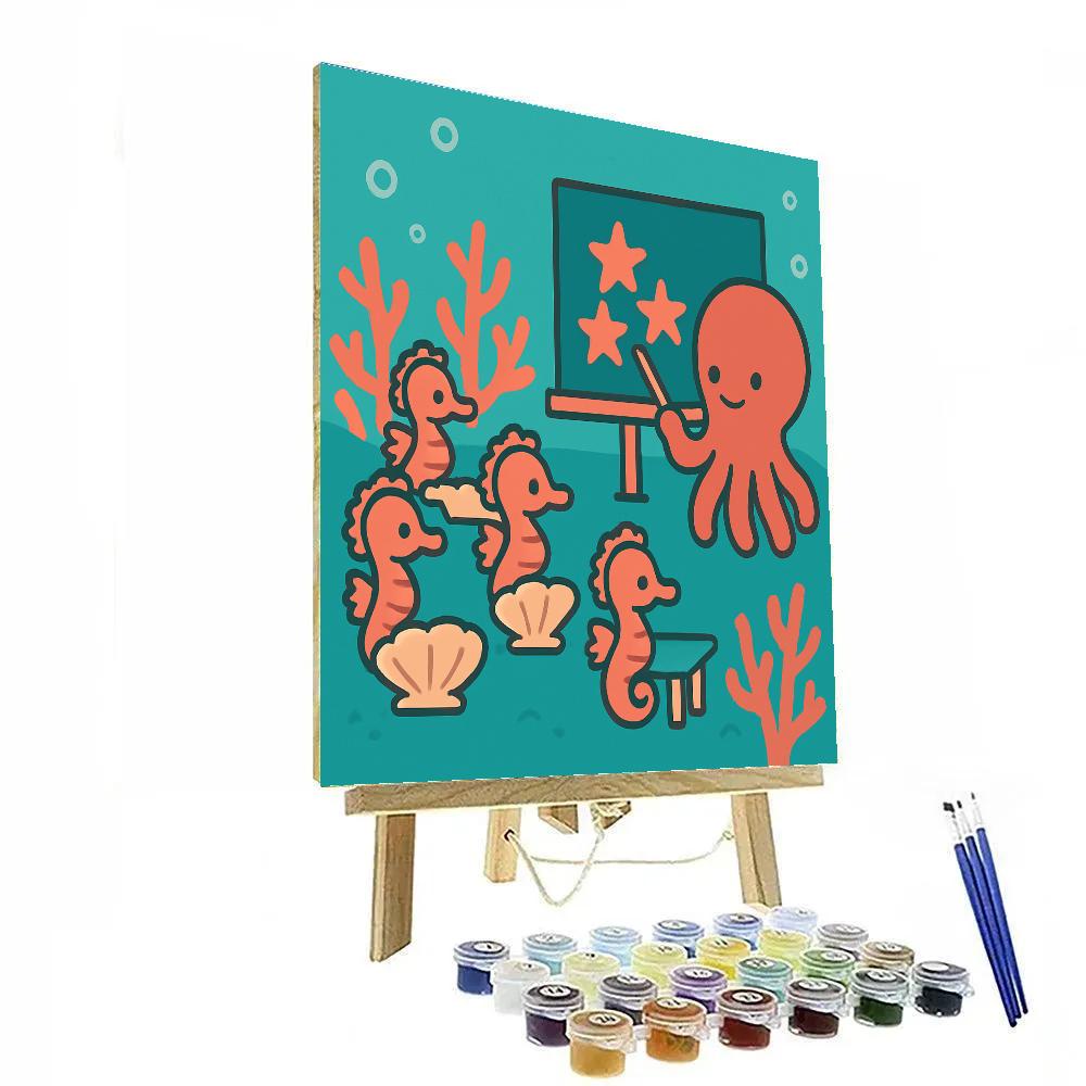 Coral Classroom With Learning Seahorses Painting by numbers kit