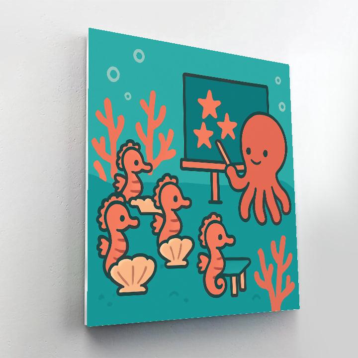 Coral Classroom With Learning Seahorses Painting by numbers kit