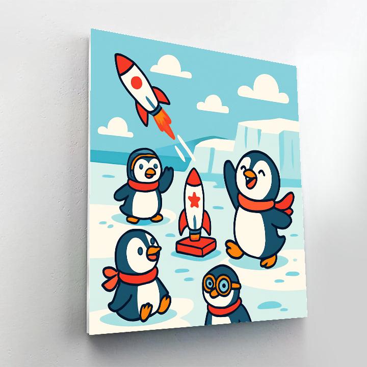 Rocket Penguin Playground paint by number