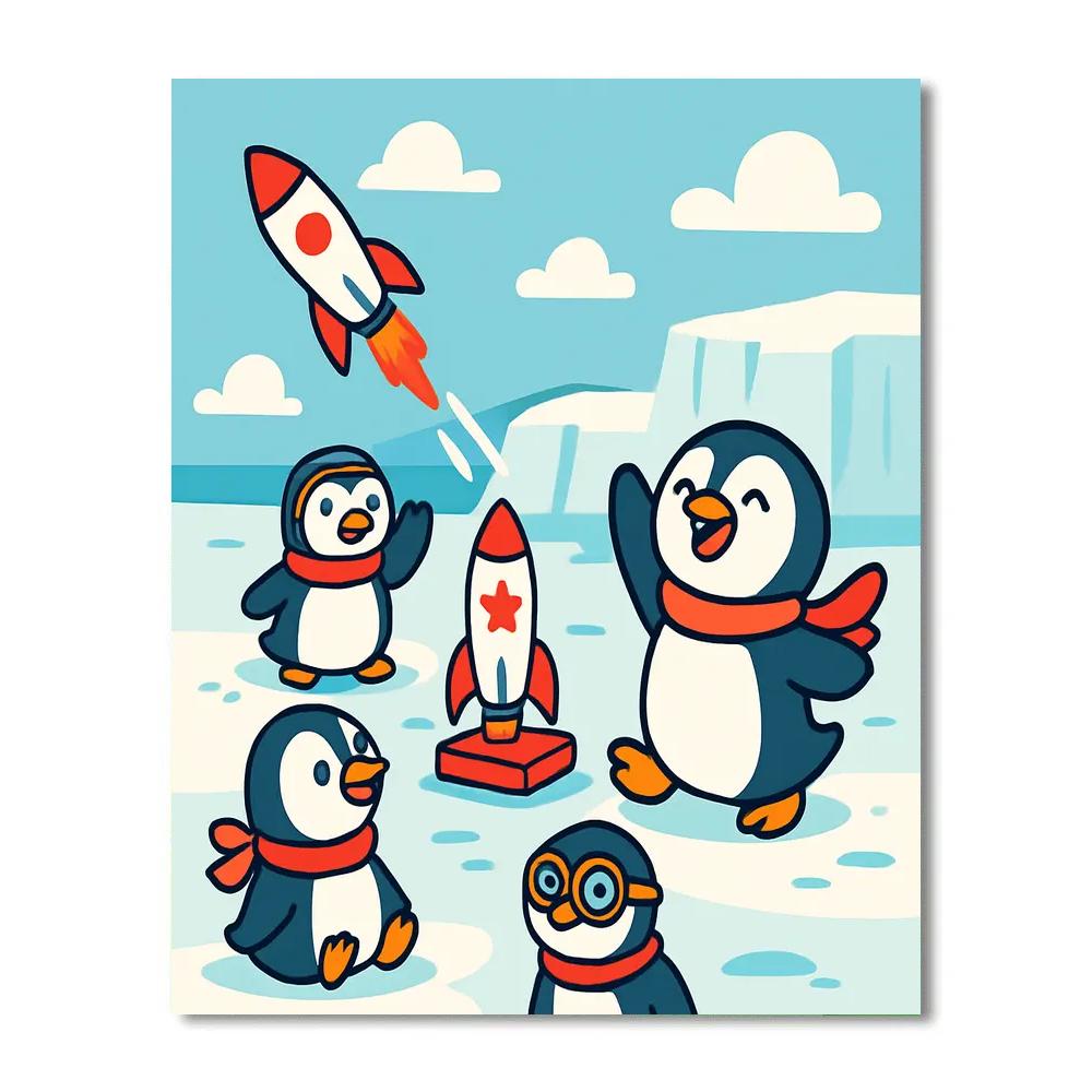 Rocket Penguin Playground paint by number